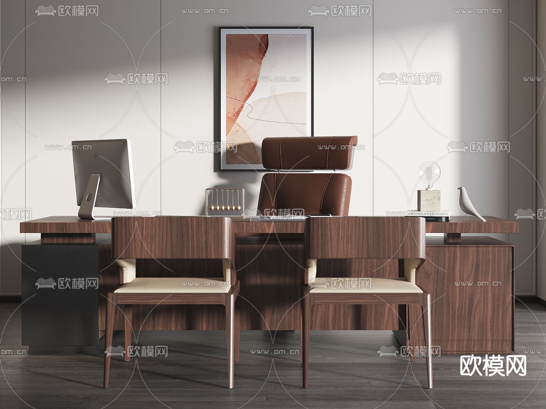 办公桌椅 班台桌3d模型下载