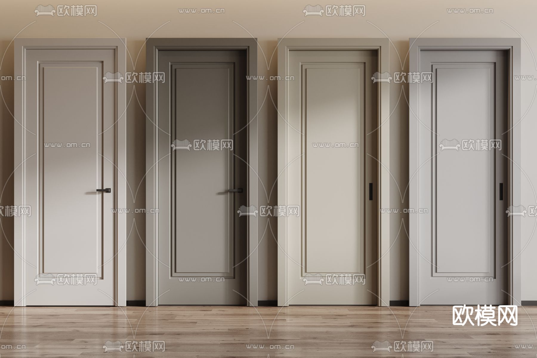 简欧房门 单开门 平开门3d模型下载