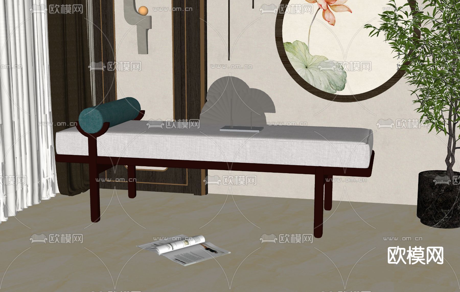 沙发凳su模型下载（渲染图2）