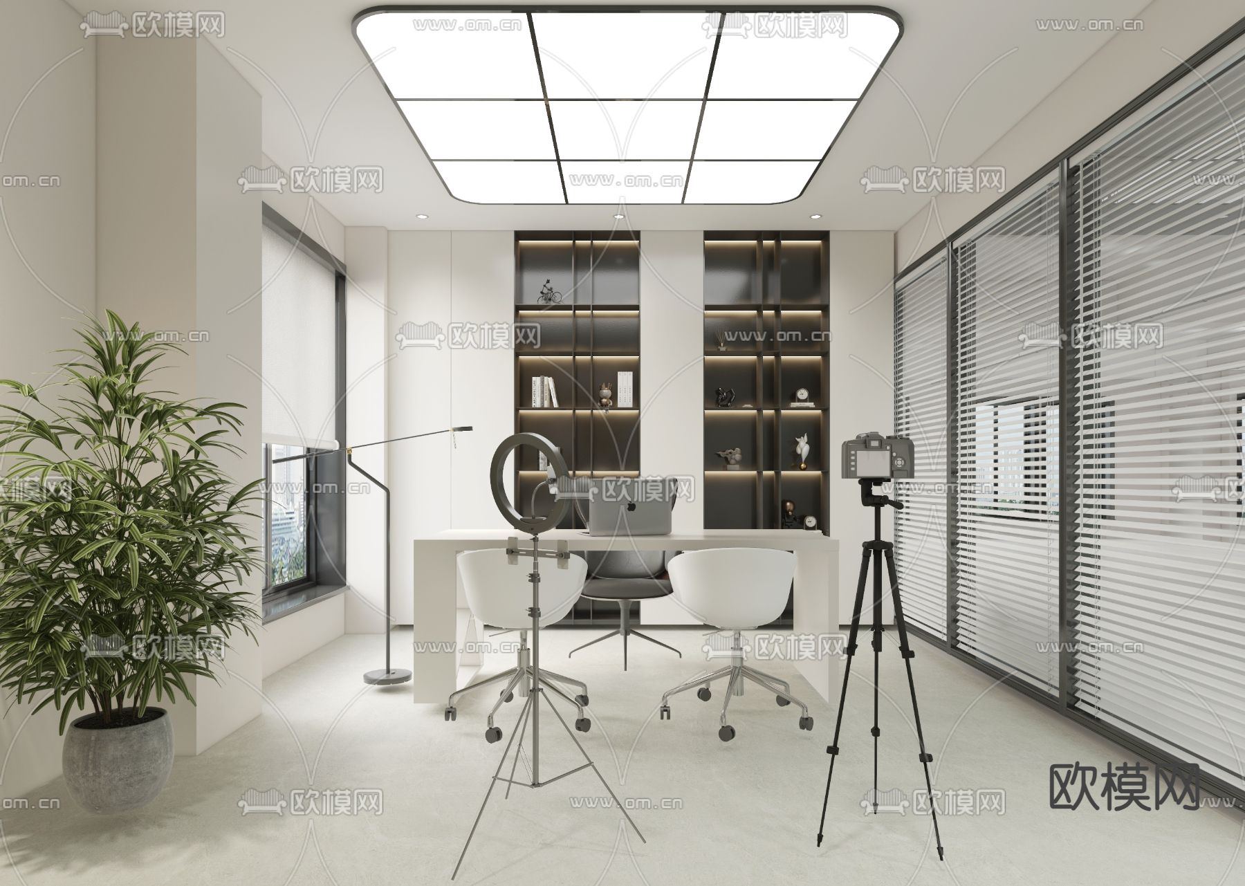 现代直播间su模型下载（渲染图1）