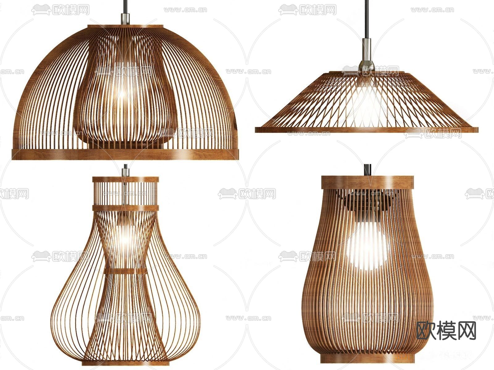 竹编吊灯3d模型下载