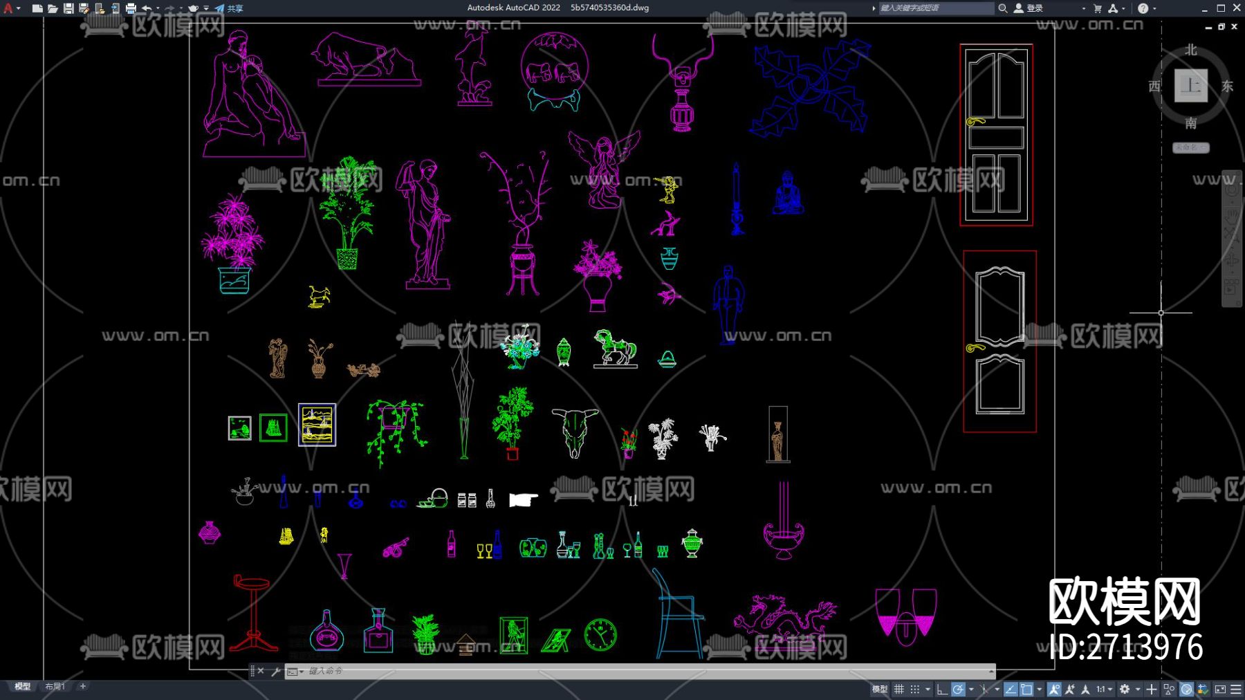橱柜 电器设备 灶台cad图库下载（渲染图3）