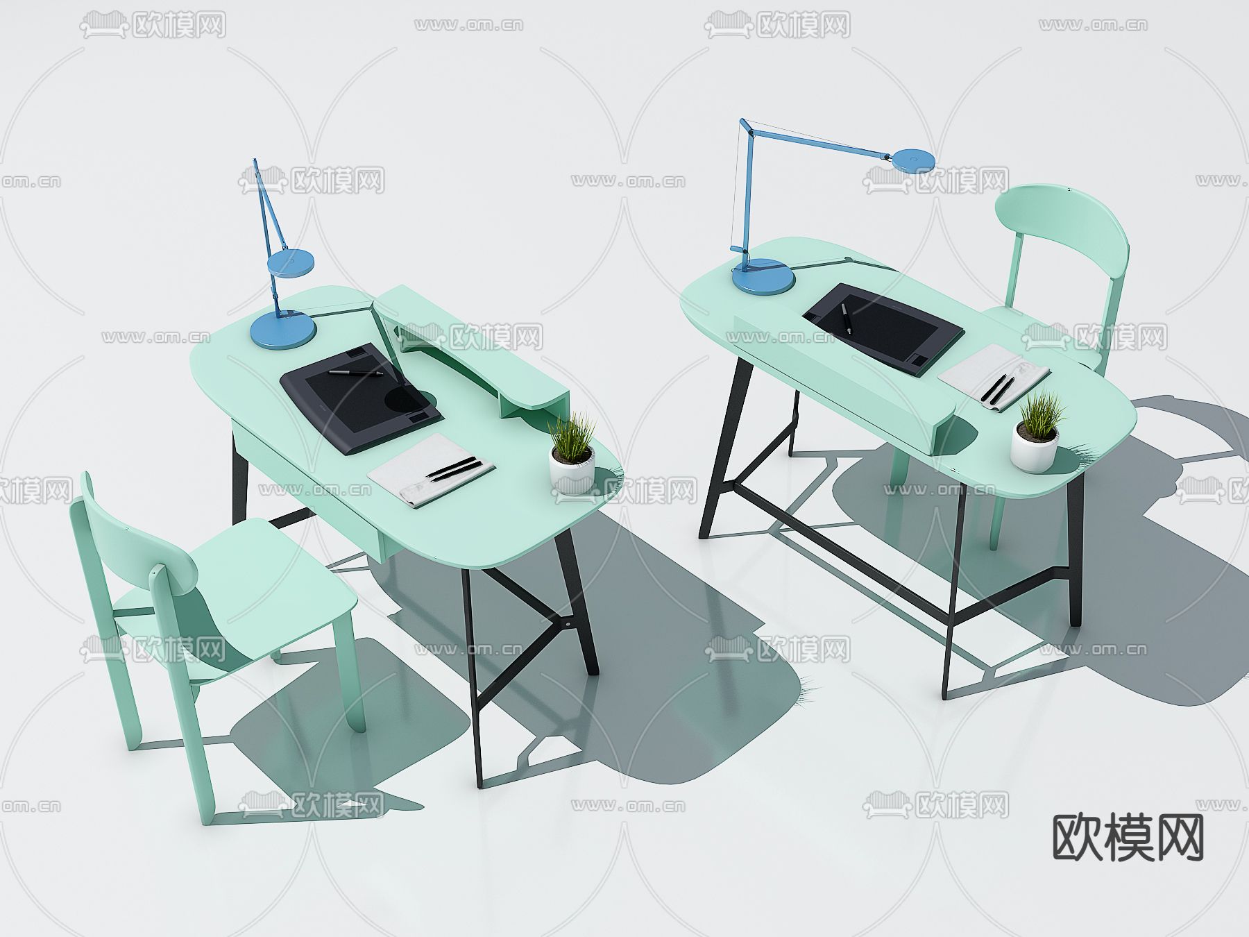 儿童桌椅 书桌 写字台3d模型下载