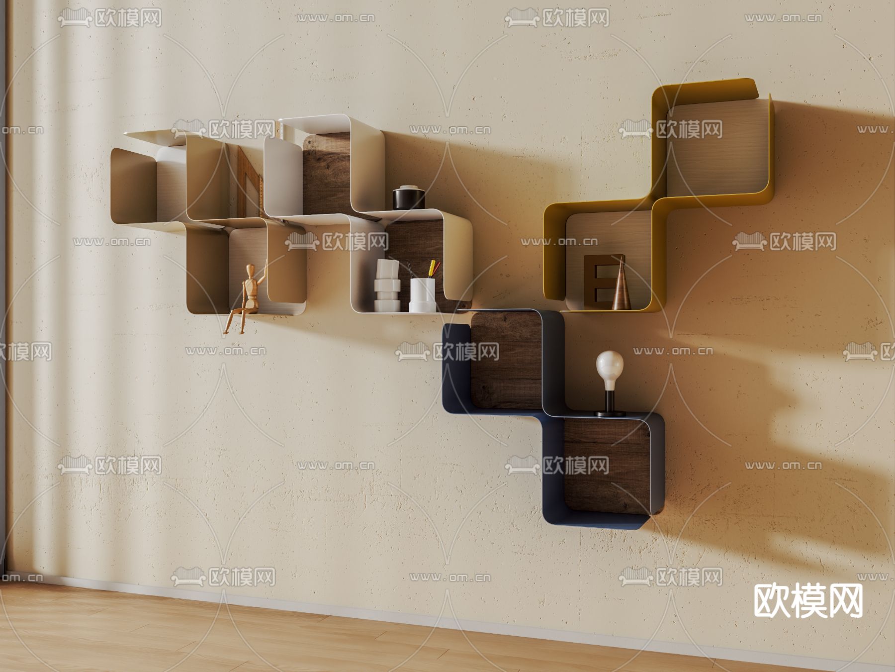 现代壁架su模型下载（渲染图1）