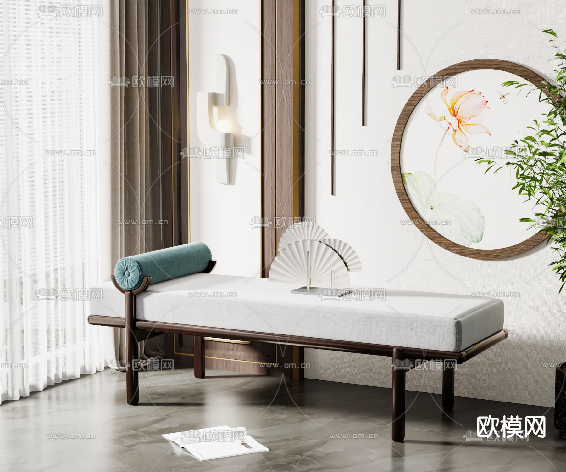 沙发凳su模型下载（渲染图1）