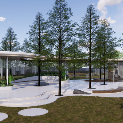 现代景观廊架su模型