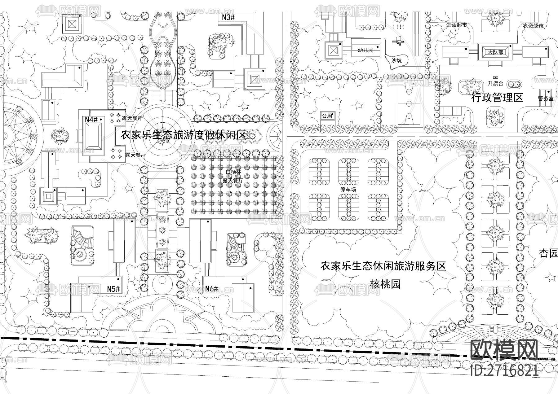 298亩大型综合性农家乐规划cad施工图下载（渲染图1）