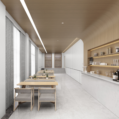  现代茶水间 办公休息区su模型 