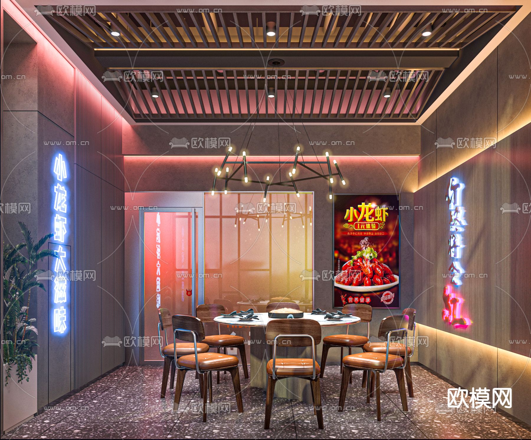 海鲜餐厅 小龙虾店3d模型下载（渲染图4）