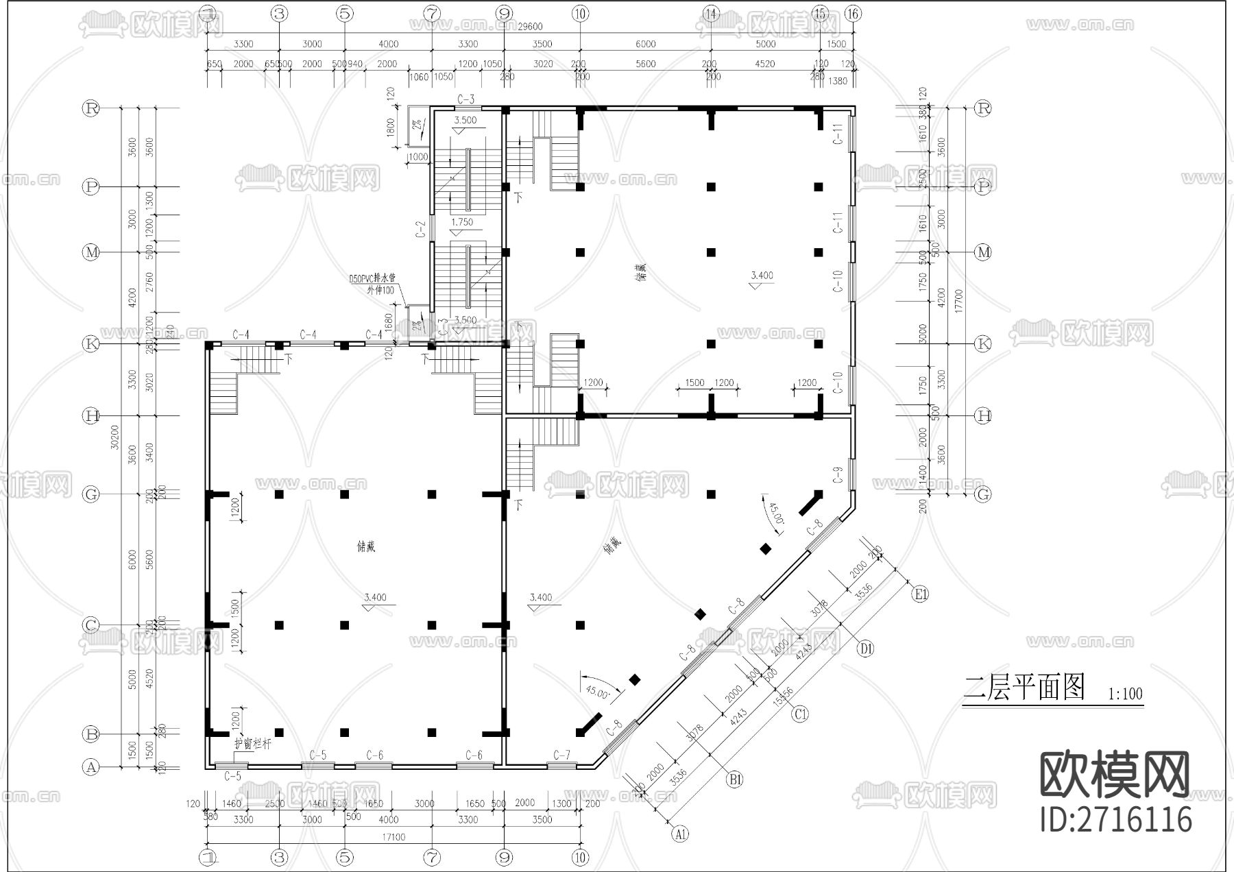 转角商住楼全套建筑cad施工图下载（渲染图2）