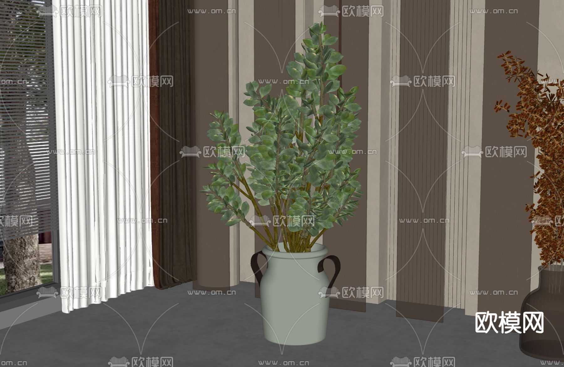 侘寂风盆栽 盆景su模型下载（渲染图2）