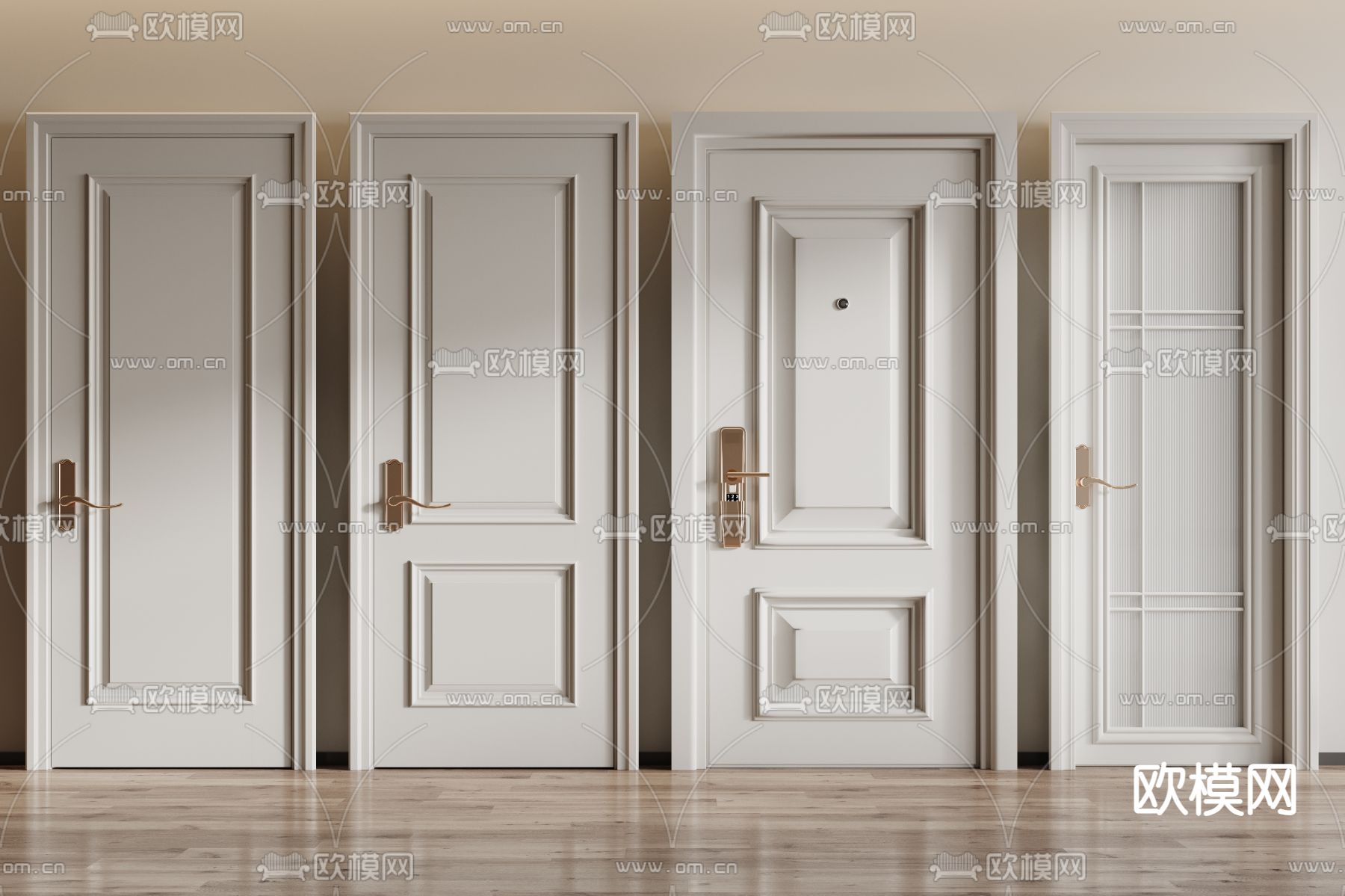 简欧平开门 房门 厨卫门3d模型下载