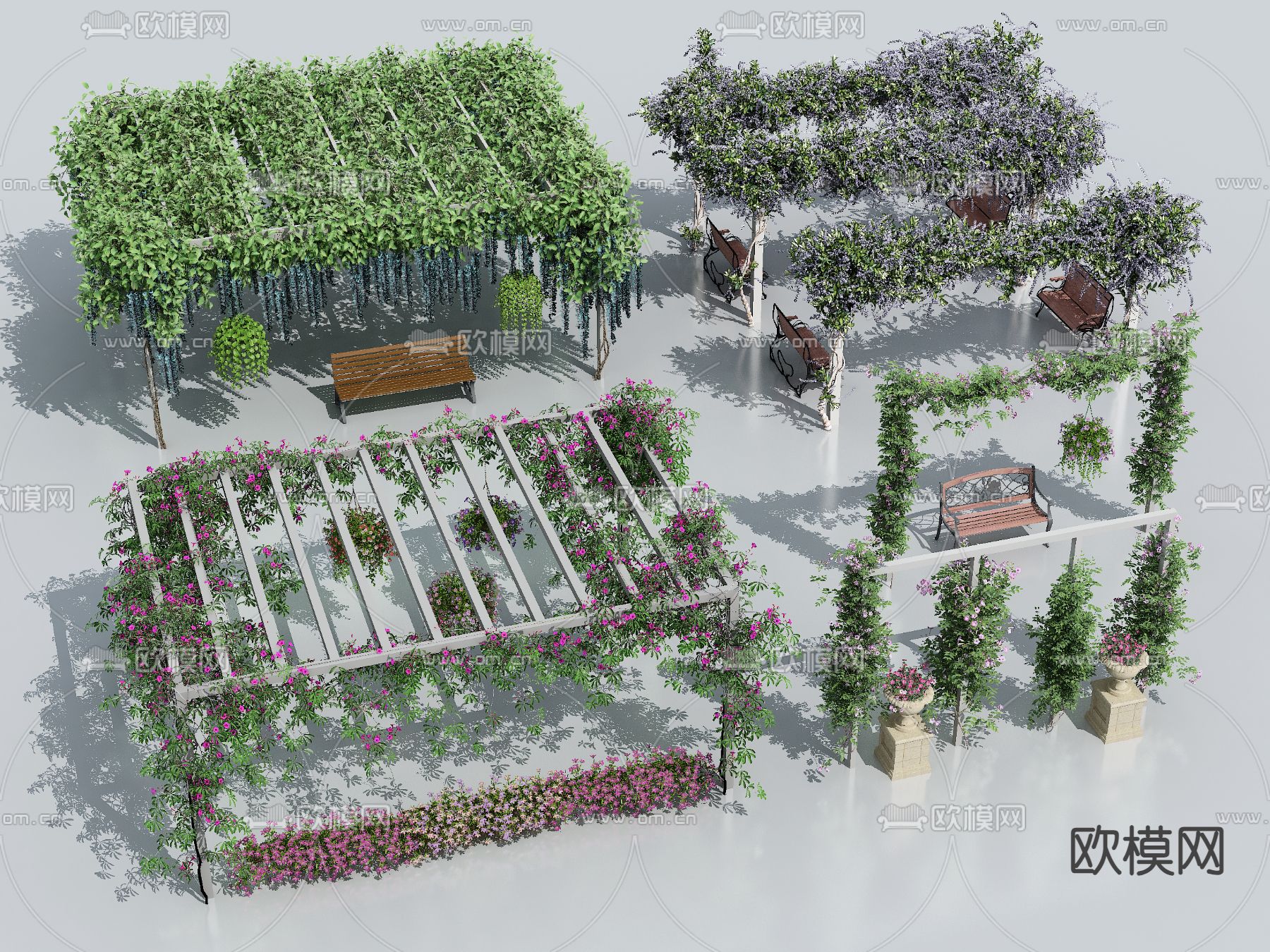 藤蔓花卉 绿植 藤蔓架3d模型下载