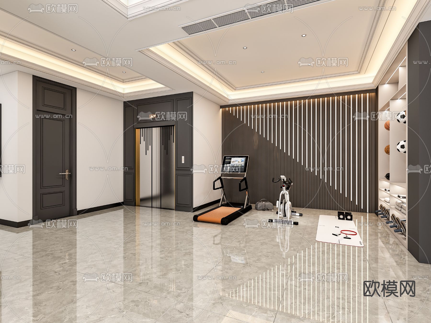 现代茶室3d模型下载（渲染图2）