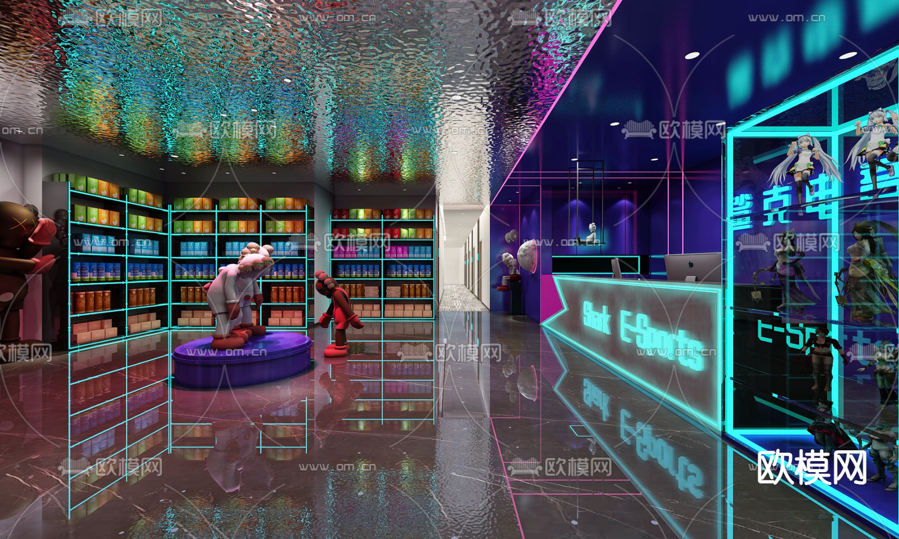 现代网吧 网咖su模型下载（渲染图1）