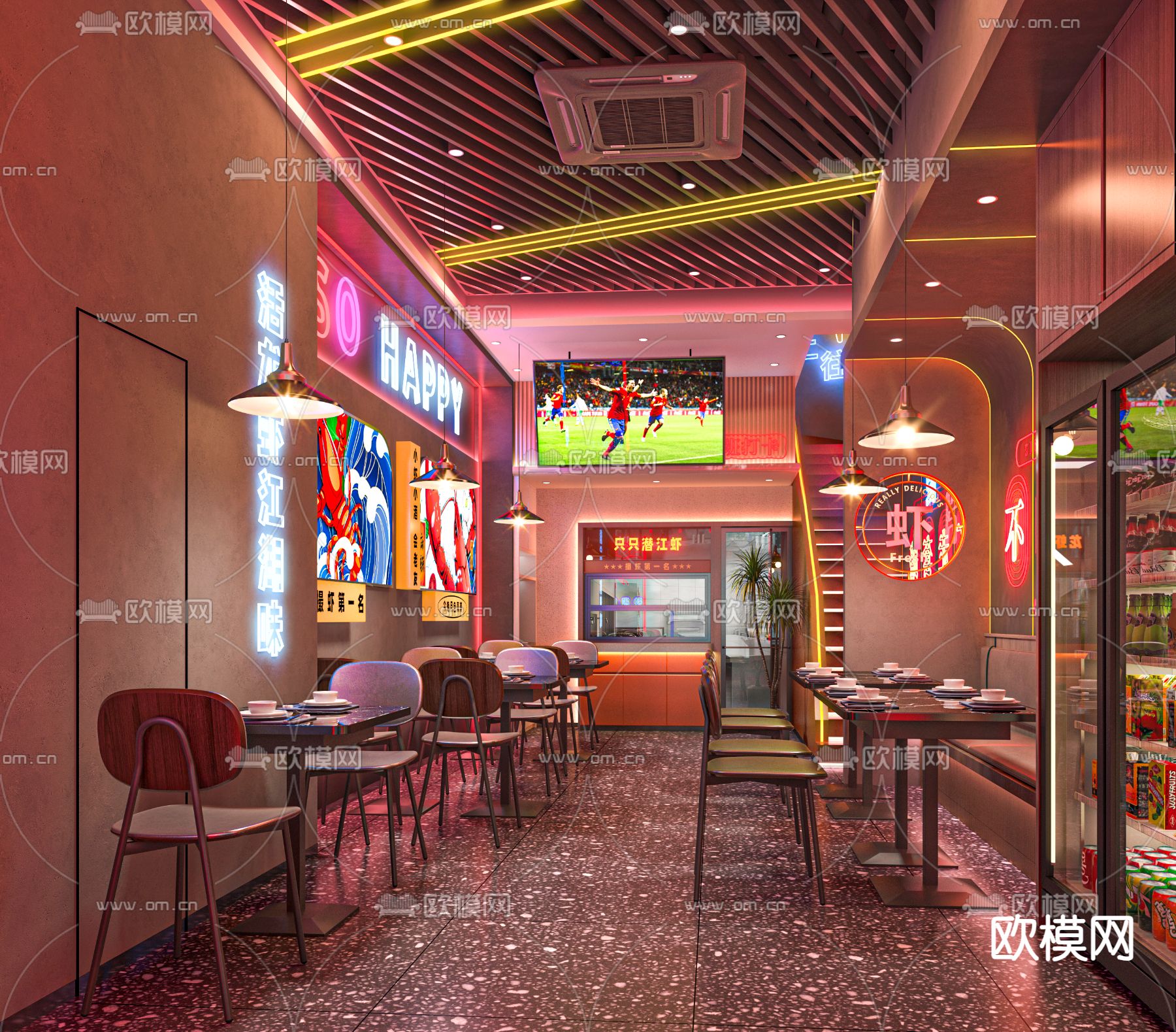 海鲜餐厅 小龙虾店3d模型下载（渲染图1）