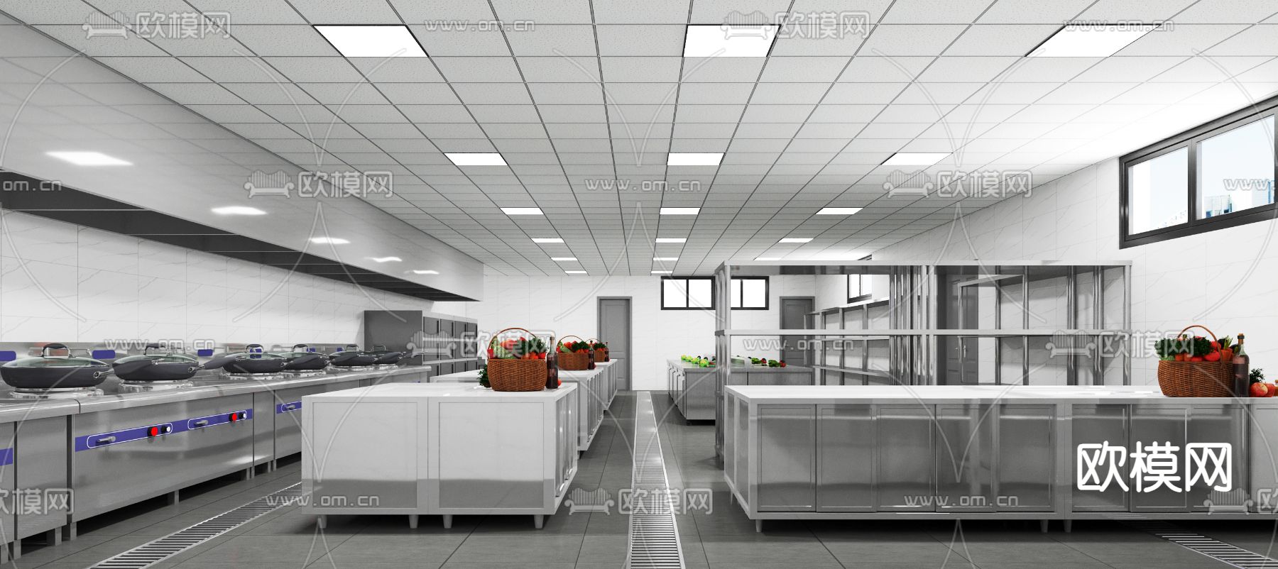 中央厨房 后厨3d模型下载（渲染图2）