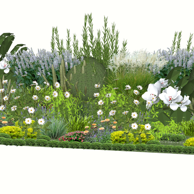  现代绿植花坛su模型 