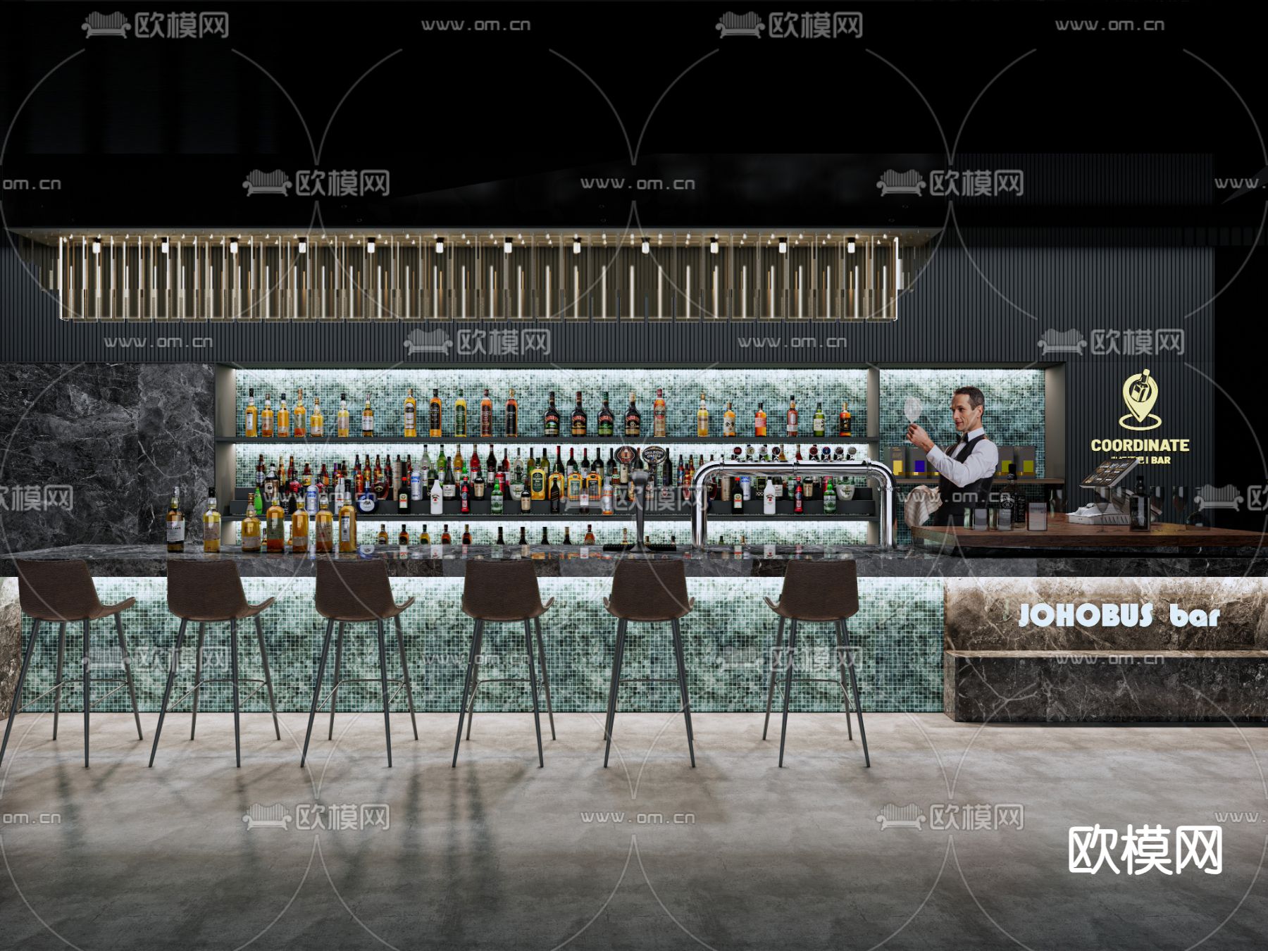 酒吧前台su模型下载（渲染图1）