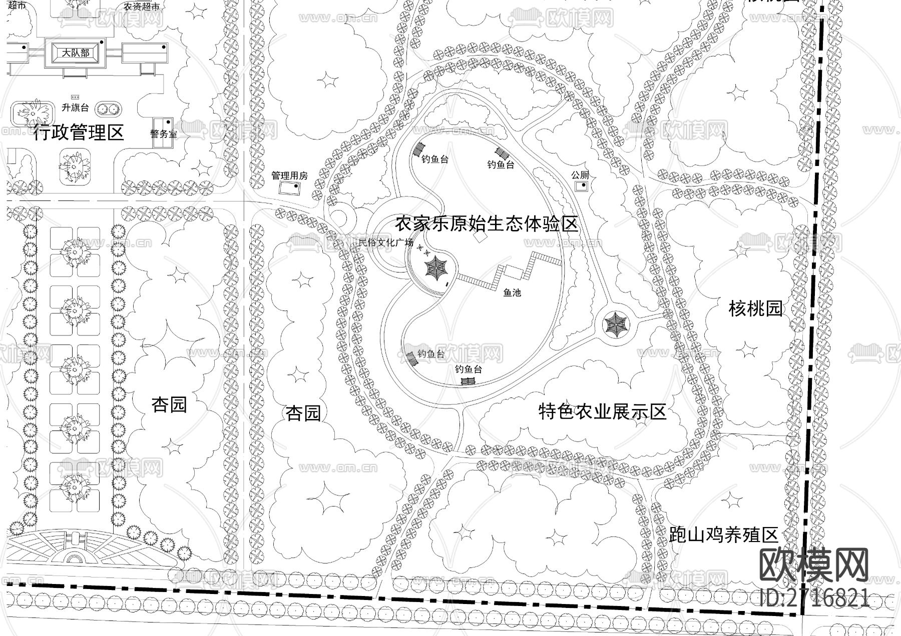 298亩大型综合性农家乐规划cad施工图下载（渲染图2）
