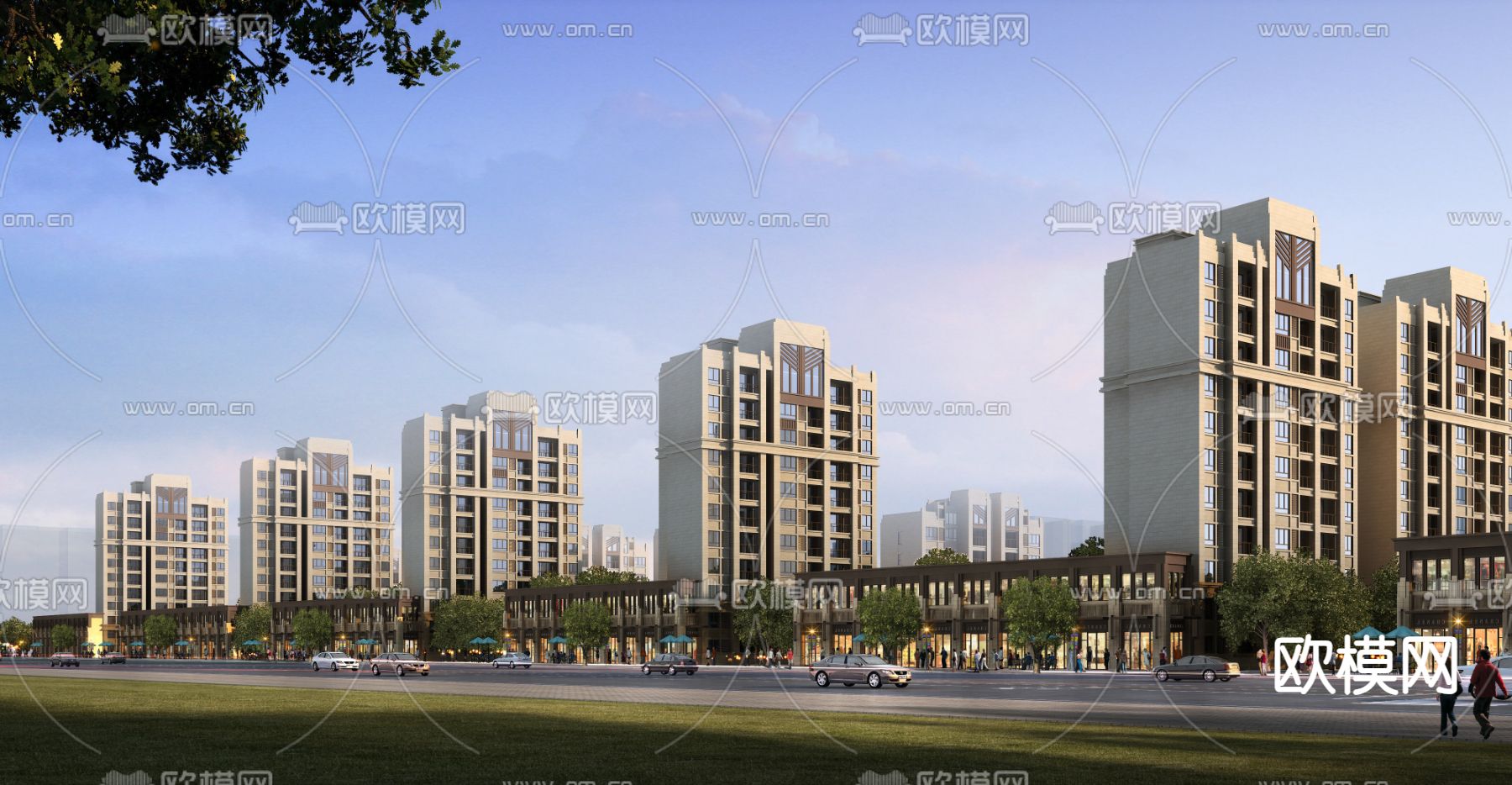 新古典商业街3d模型下载