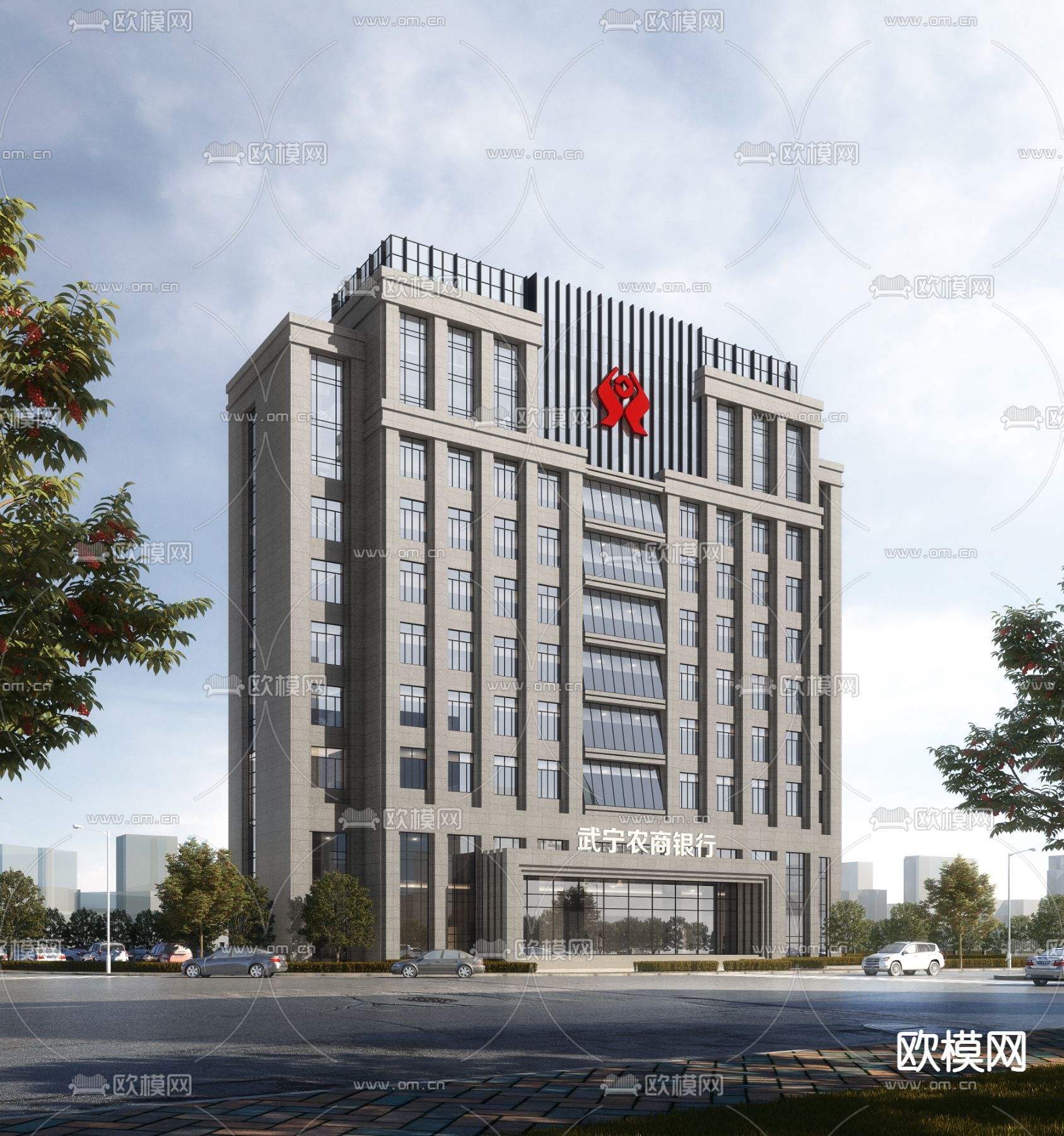 银行外观3d模型下载