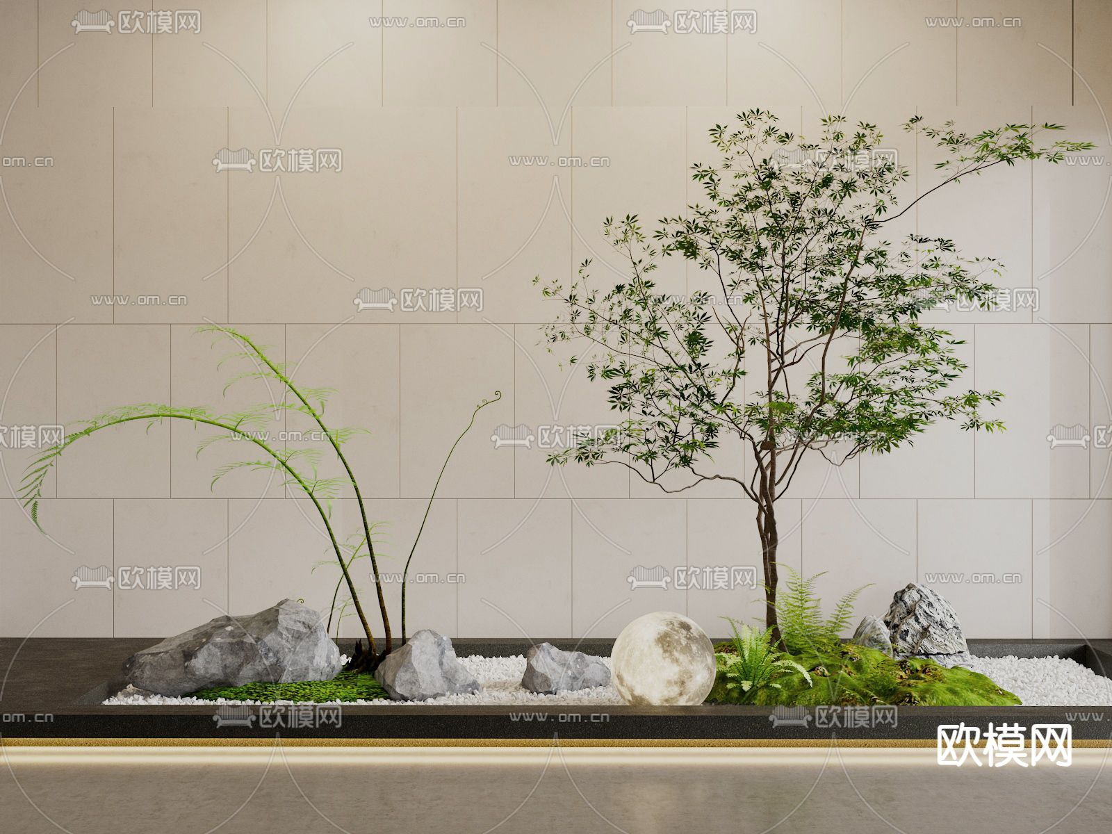 假山 植物堆su模型下载（渲染图1）