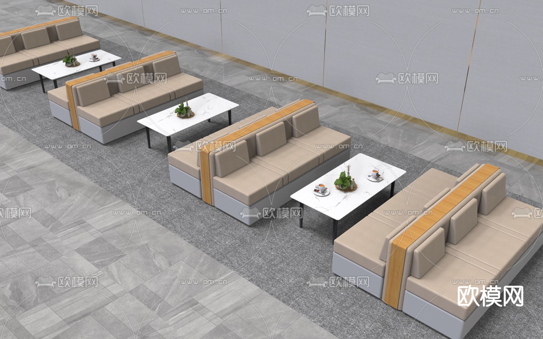 卡座沙发 休闲沙发su模型下载（渲染图1）