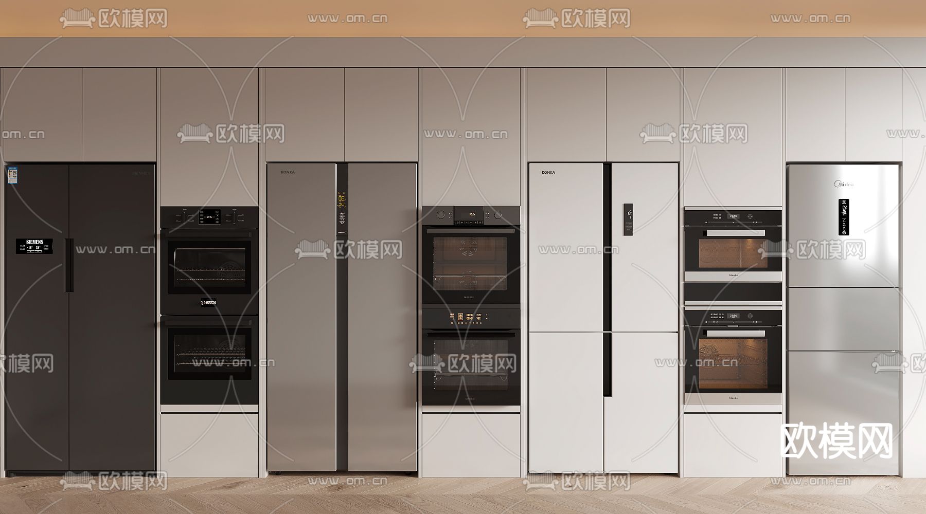 双开门冰箱 烤箱3d模型下载