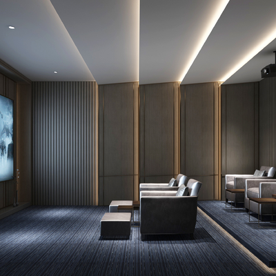  现代视听室 影音室su模型 