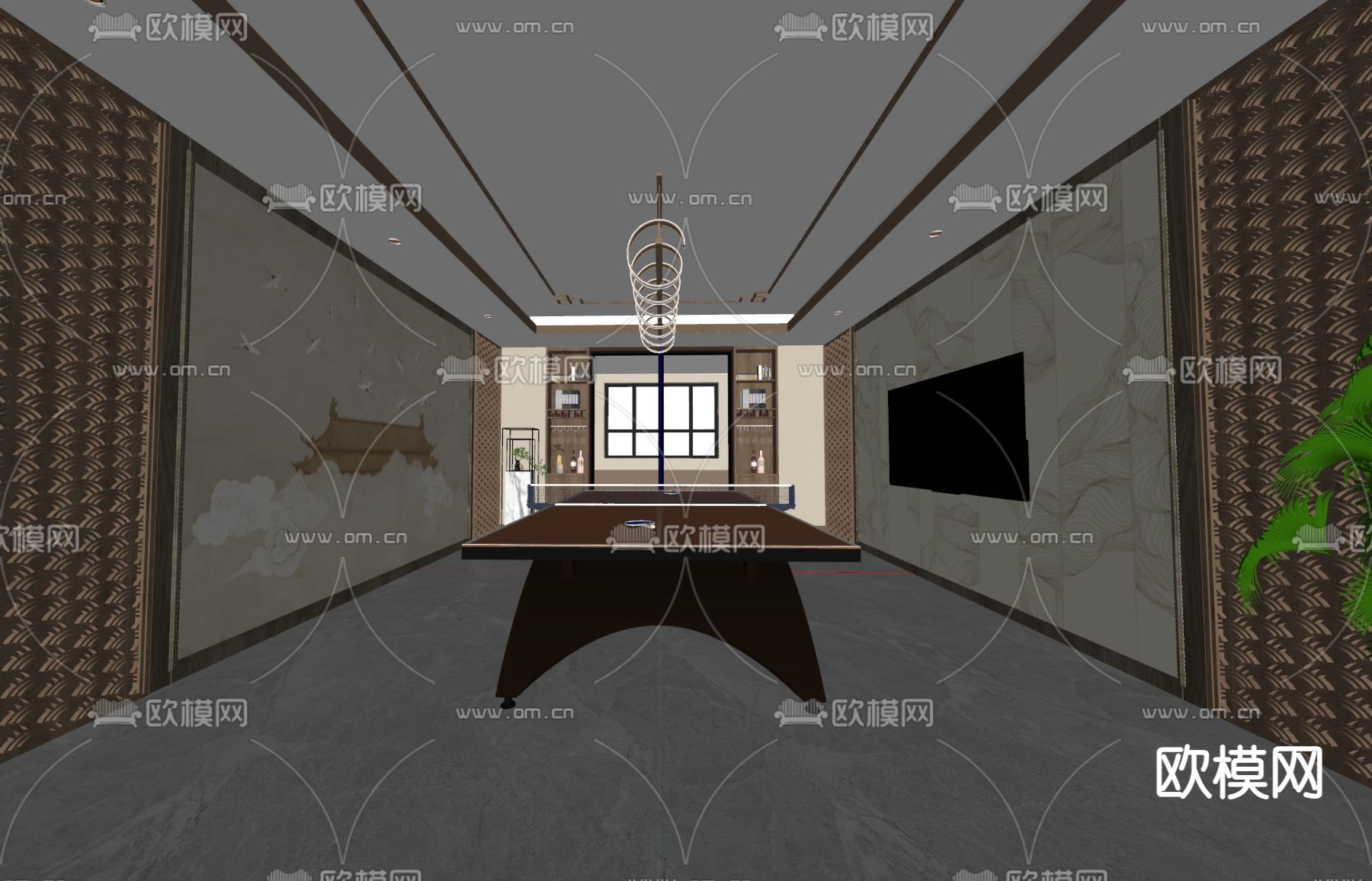乒乓球活动室su模型下载（渲染图2）
