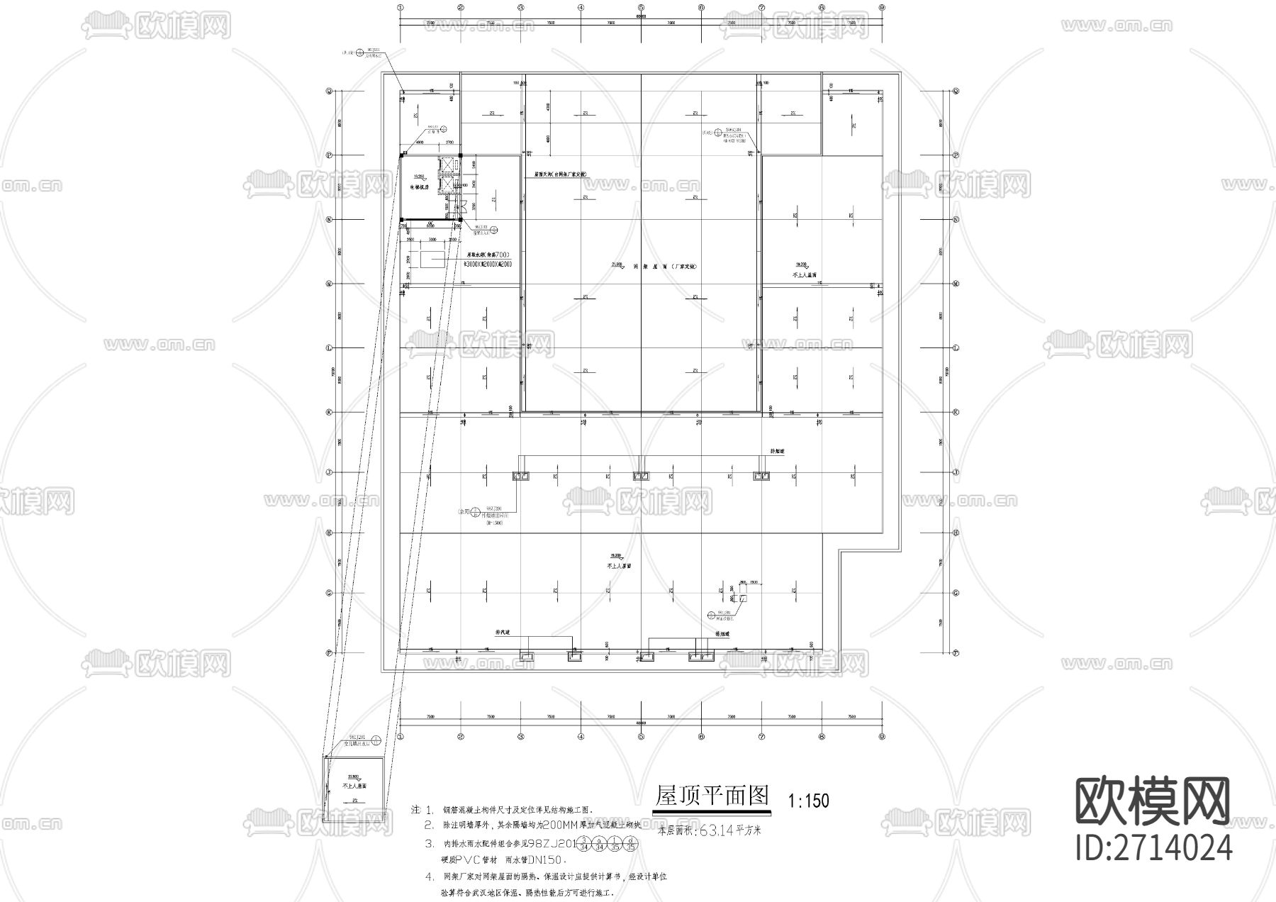学校四层食堂建筑cad施工图下载（渲染图6）