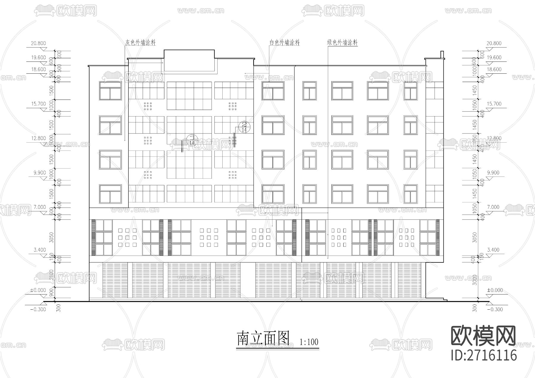 转角商住楼全套建筑cad施工图下载（渲染图8）