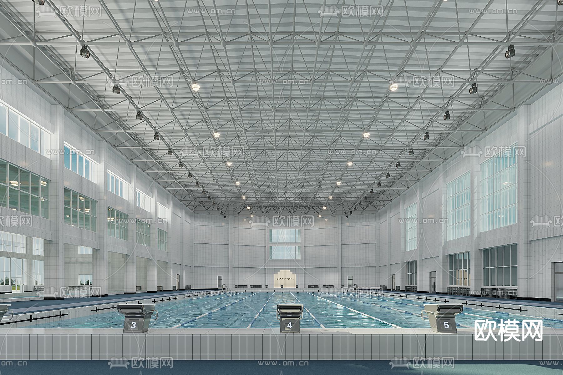 室内游泳馆3d模型下载（渲染图1）