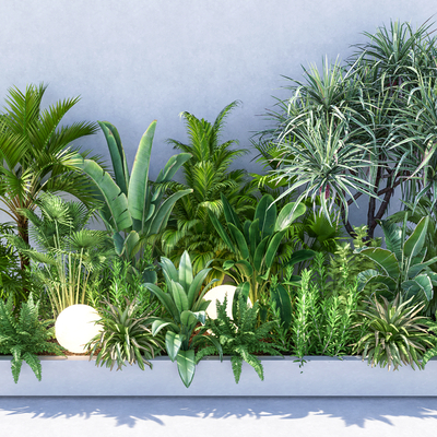  现代花坛植物堆su模型 