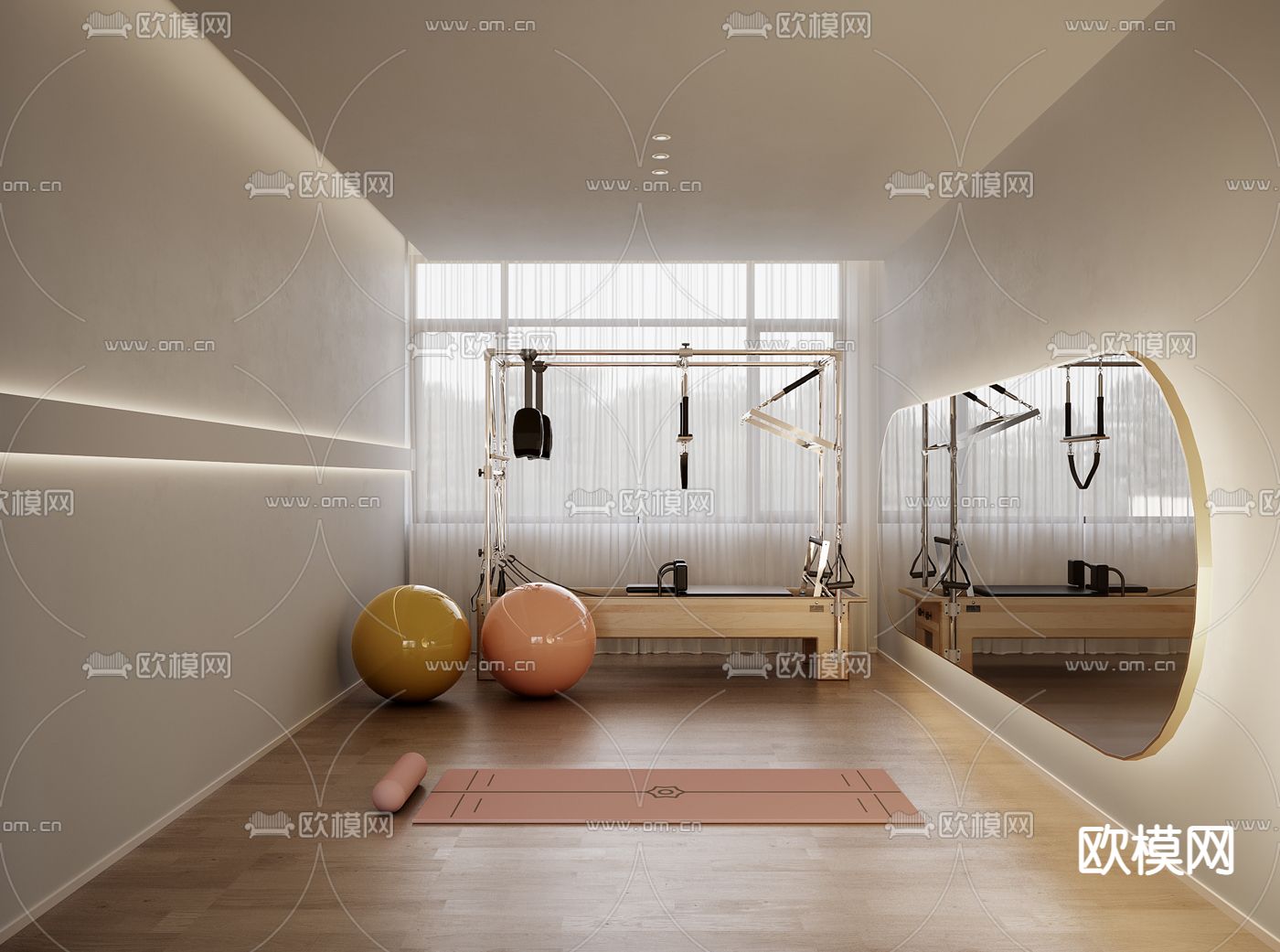 现代健身房su模型下载（渲染图2）