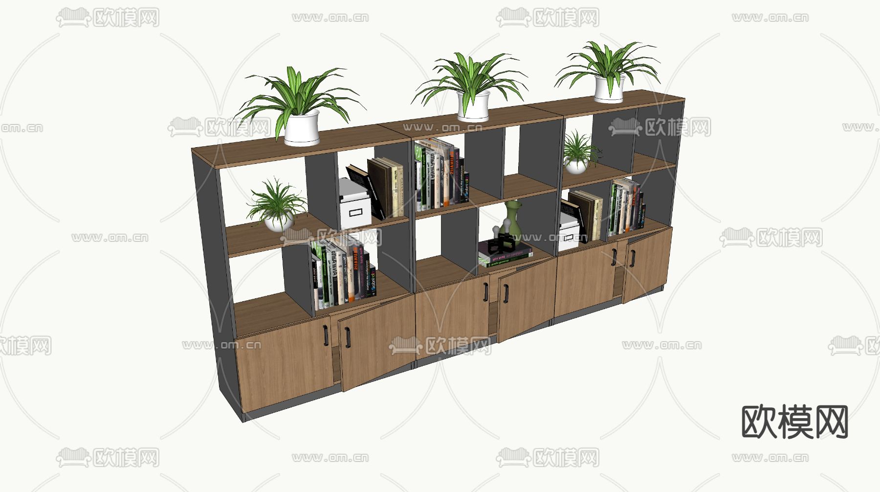 文件柜 书柜 储物柜su模型下载（渲染图2）