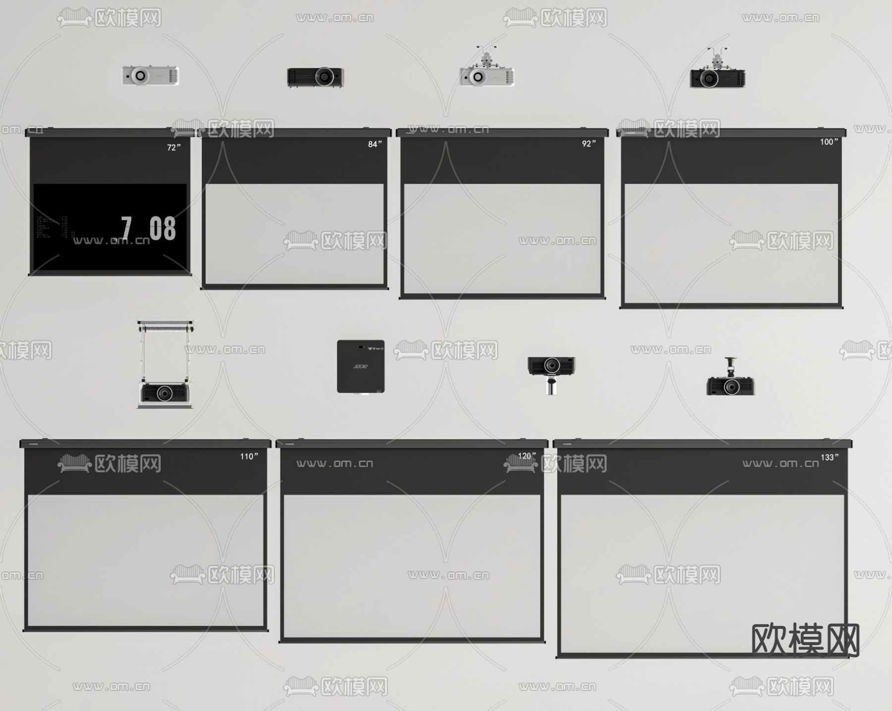 投影幕布 投影仪su模型下载（渲染图1）