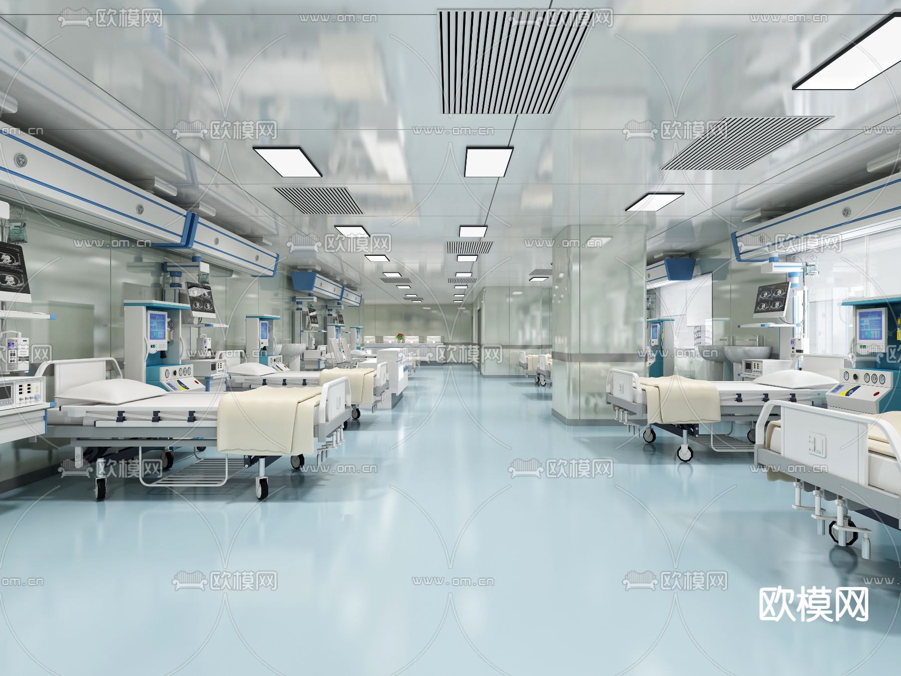 医院 病房3d模型下载（渲染图2）