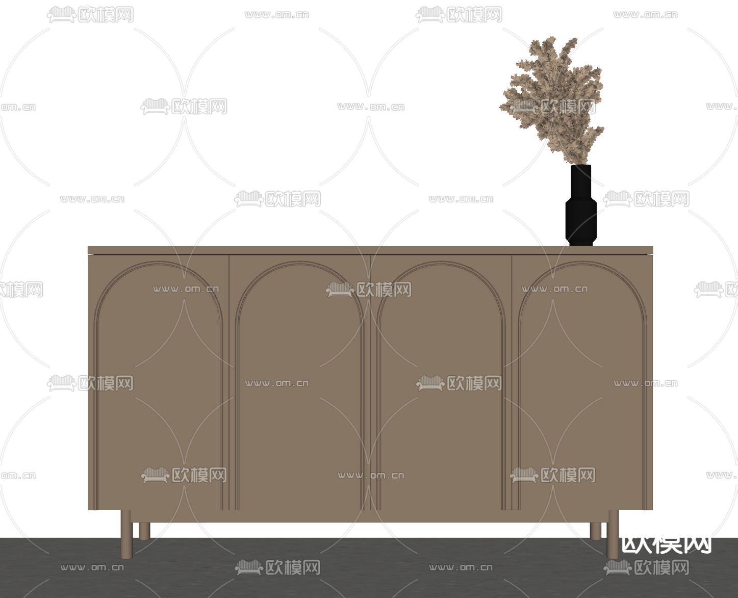 法式边柜su模型下载（渲染图2）