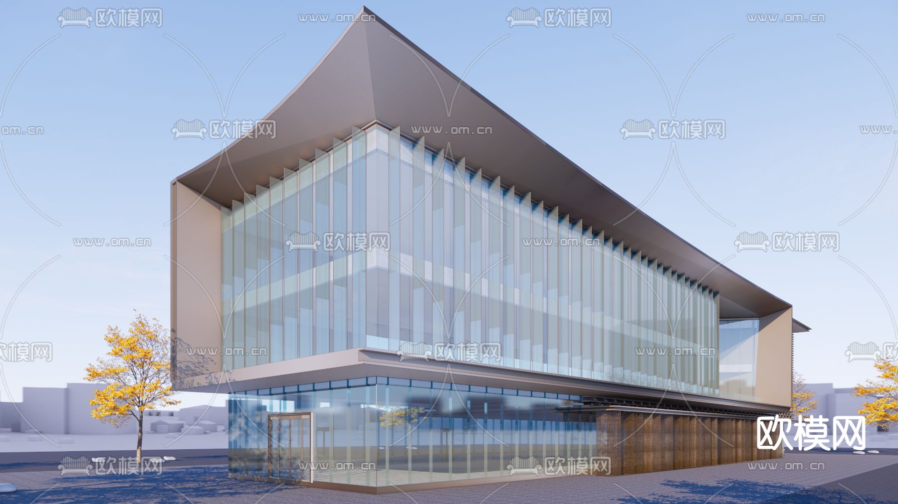 现代售楼部建筑su模型下载（渲染图3）