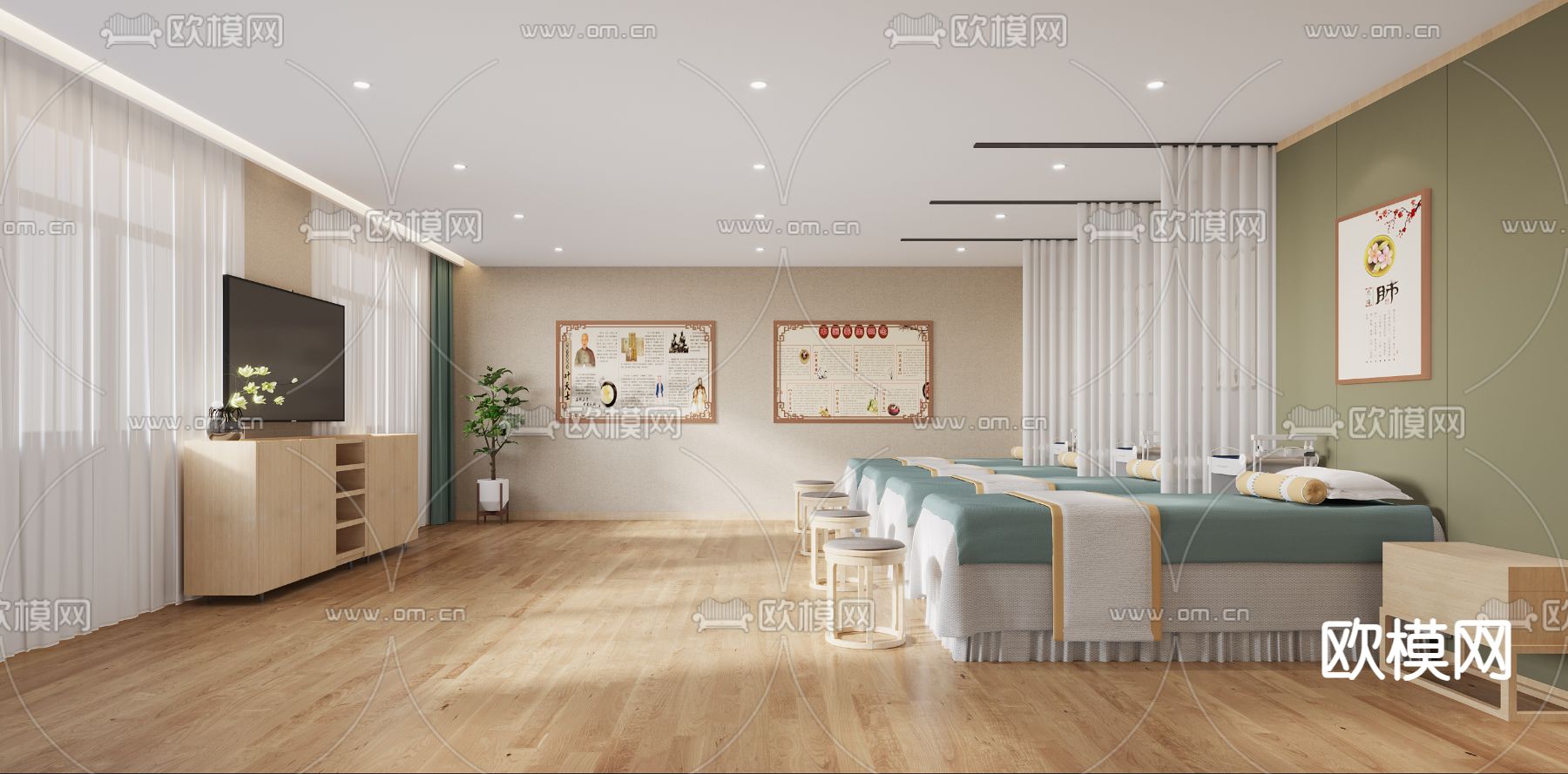 中医诊疗室su模型下载（渲染图1）