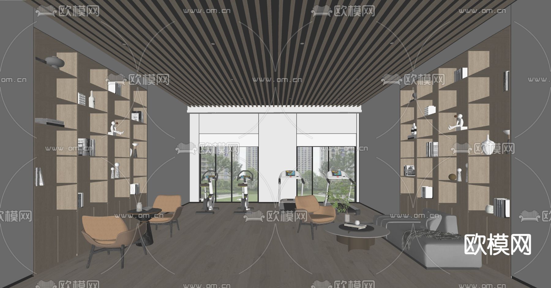 现代休息区su模型下载（渲染图2）