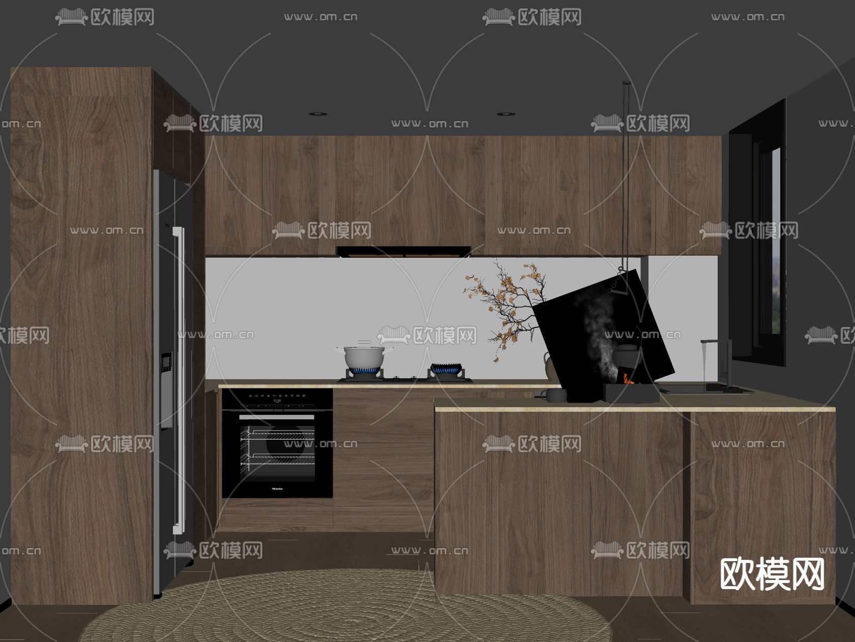 侘寂风厨房su模型下载（渲染图2）