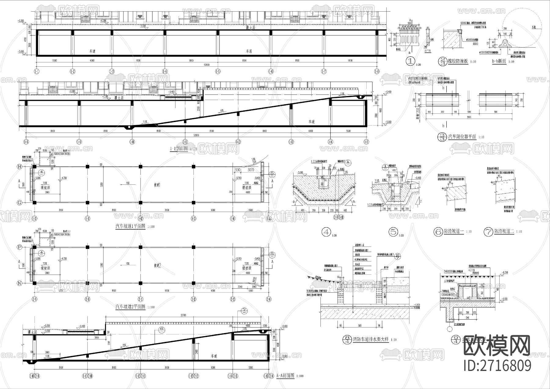 大型地下车库cad施工图下载（渲染图5）