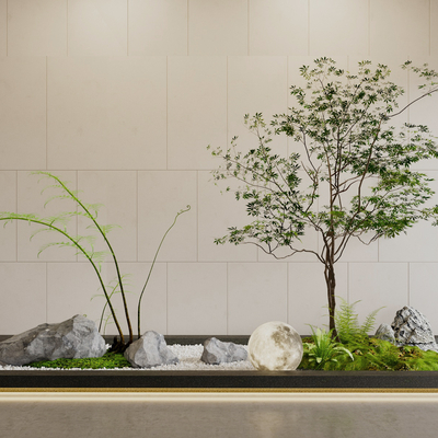  假山 植物堆su模型 