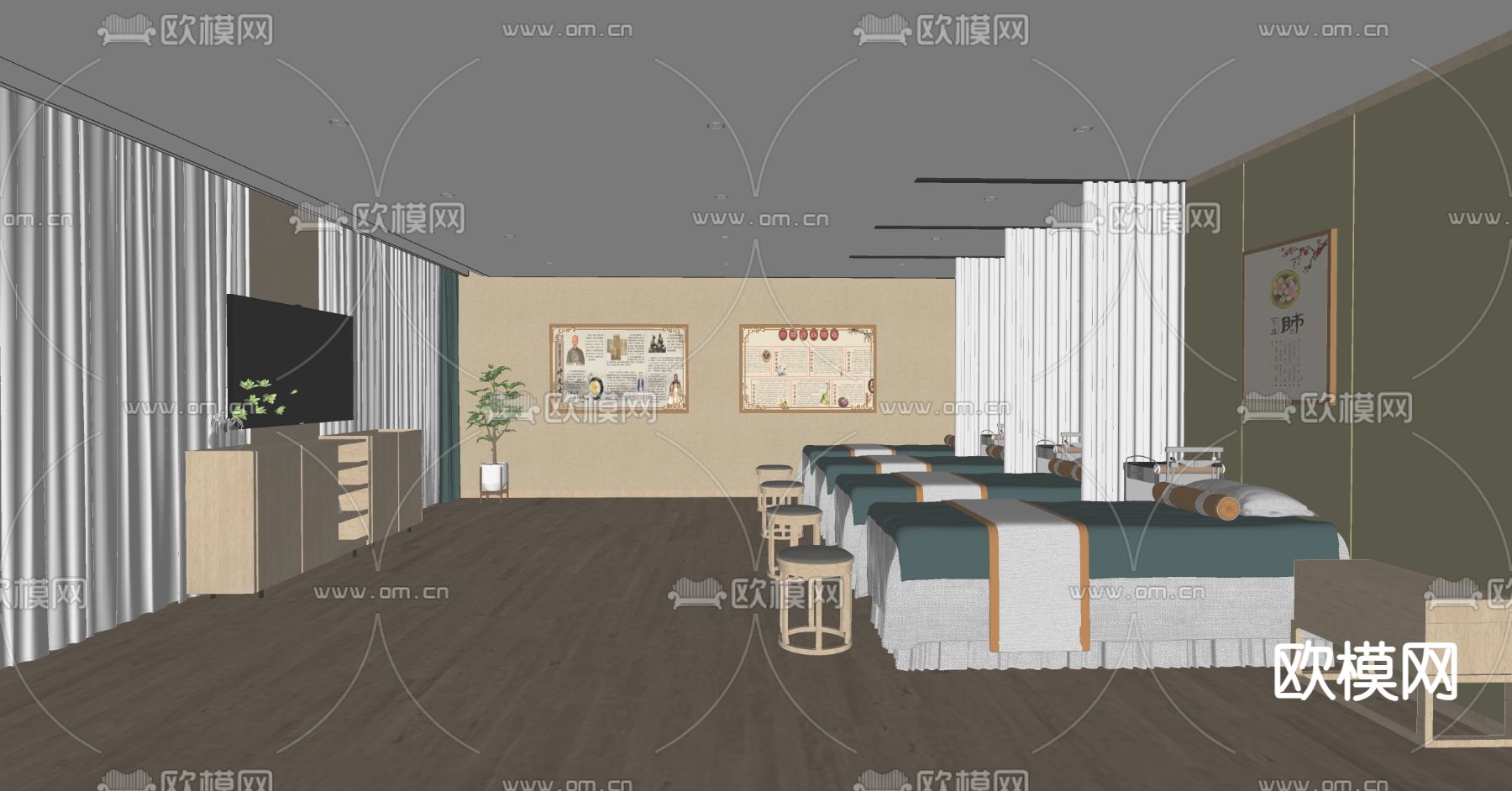 中医诊疗室su模型下载（渲染图2）