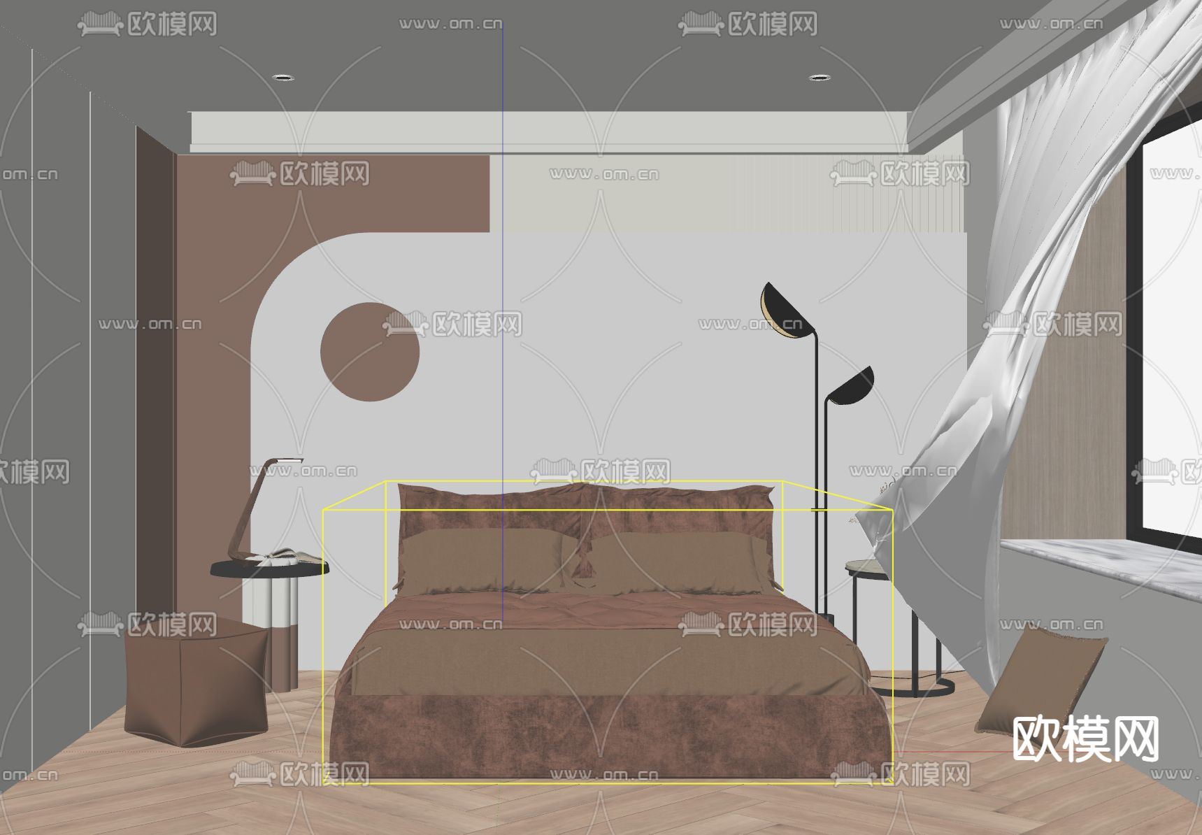 北欧卧室su模型下载（渲染图2）