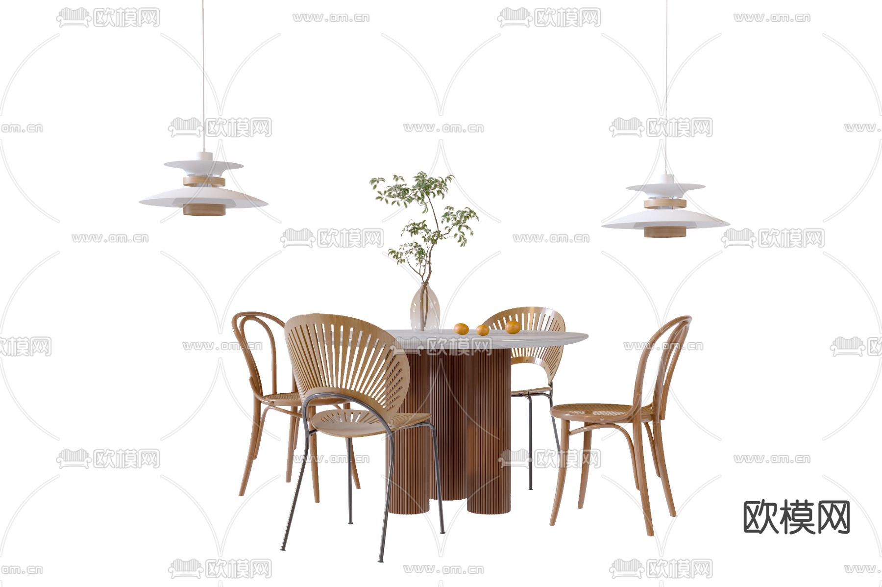北欧餐桌椅3d模型下载