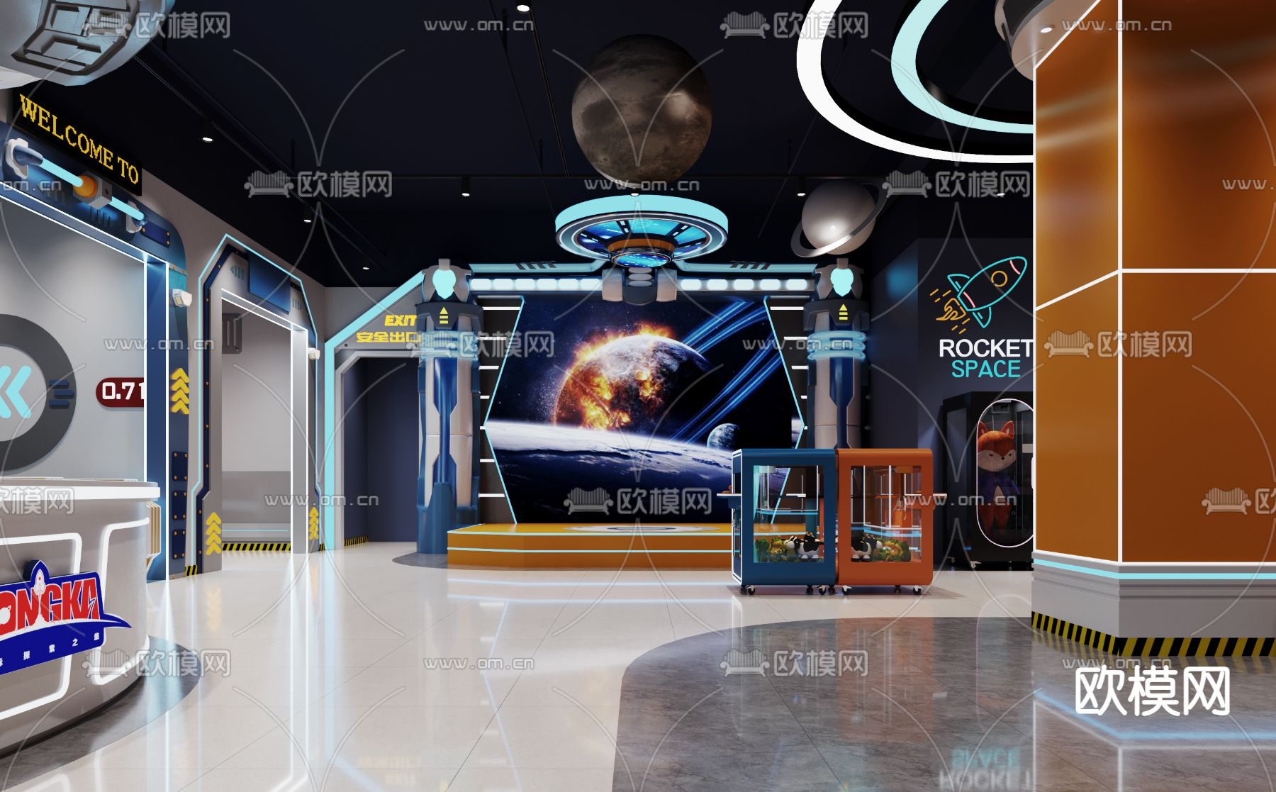 现代电玩城su模型下载（渲染图1）